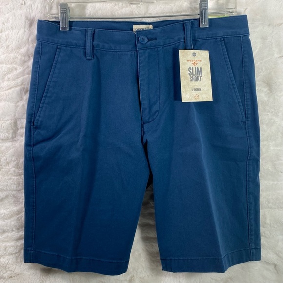 Dockers Mens Slim Fit 9" Stretch Shorts  Navy Blue  Sz 30 - Picture 1 of 9